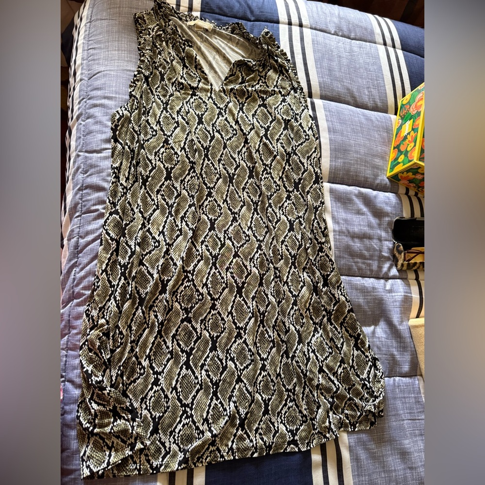 Michael Kors Black and Cream Snake Print Tank Top